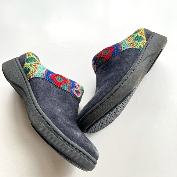 Dansko Brittany Slip On Embroidered Clog Womens Size 37 US 6.5 7 Navy Blue Boho - Picture 2 of 10